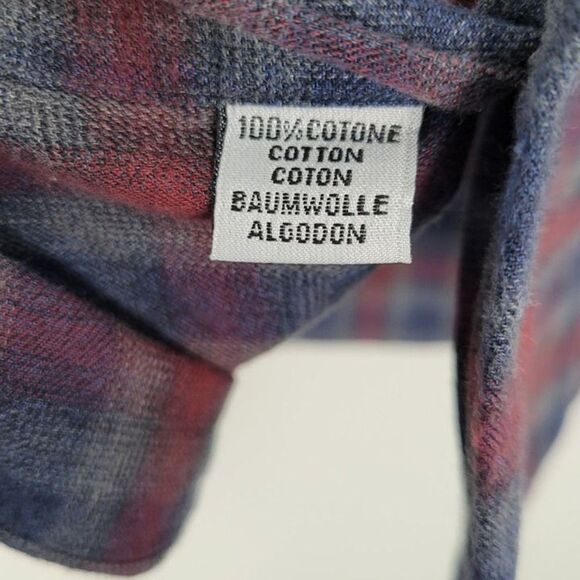 Culturata Size XL Plaid Button Up Shirt Long Sleeve Brushed Cotton Red Blue - Picture 10 of 12